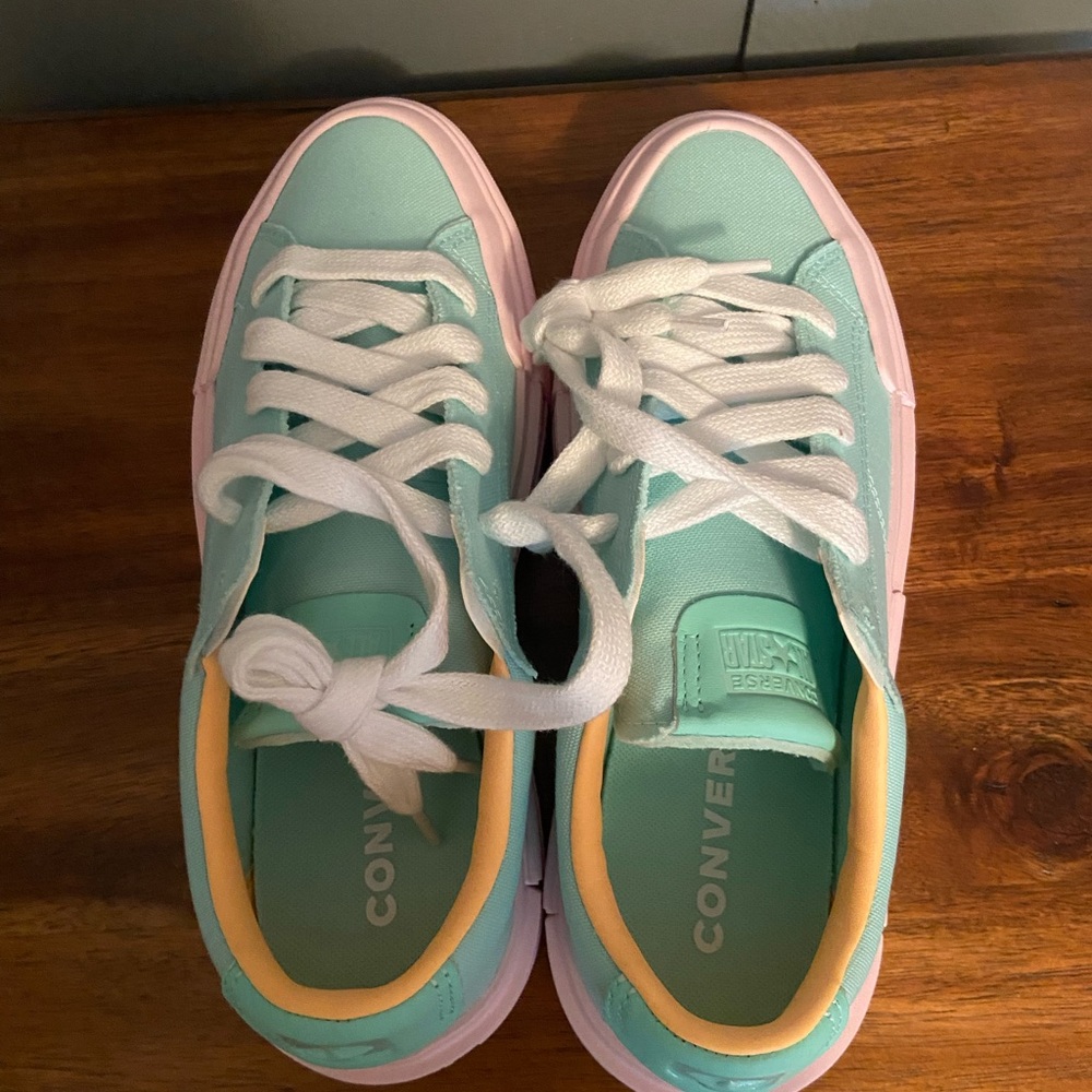 Converse Aqua and Peach Platform Sneakers- Size 9